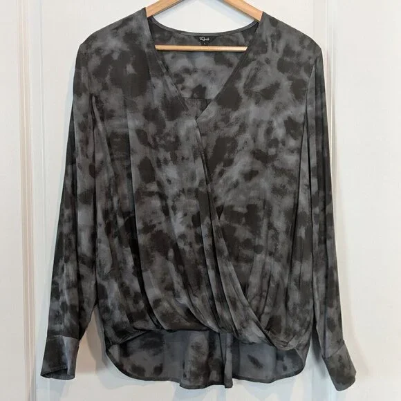 Rails Blouse Women's Large Slate Hillary Crossover Snap Tie-Dye Long Sleeve Top - Picture 5 of 16